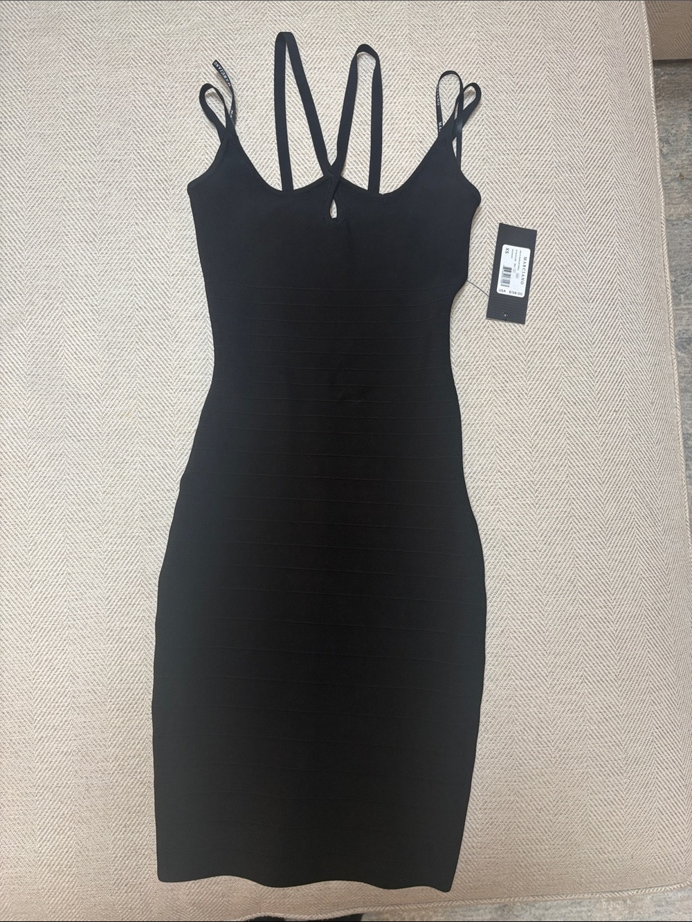 Marciano Black Strappy Mini Bodycon Dress